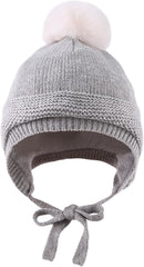 Basic Winter Baby Beanie Gloves Boys Girls Knitted Hat Pompom Kids Earflap Hats Warm Infant Toddler Beanie Mittens Set by TinyTreasures Baby Boutique
