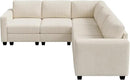 HONBAY Corduroy Modular Sectional Sofa with 5 Seaters, Sectional Corner Sofa with Chaise, L Shape Couches for Living Room, Beige by CozyNest Decor
