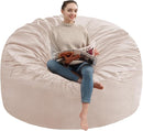 4FT Bean Bag Chair, Large Bean Bag Chairs with Memory Foam Filled, Fluffy Beanbag Sofa with Dutch Velvet Cover, Round BeanBag Chairs for Living Room, Playroom - Beige by TinyTreasures Baby Boutique