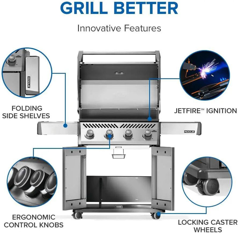 Napoleon Rogue 525 Propane Gas Grill, Stainless Steel, Durable 4-Burner Outdoor BBQ, photo 6 of 6