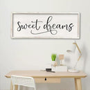 comurdyo Sweet Dreams Wall Decor Above Bed Sign 32" x 12" Master Bedroom Wooden Antique Framed Large Rustic Farmhouse Guest Room Beautiful Simple Hanging Plaque Over Bed Wall Art (White) by CozyNest Decor