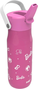 Zak Designs Barbie Harmony Water Bottle for Travel or At Home, 20oz Stainless Steel is Leak-Proof When Closed and Vacuum Insulated with Straw Lid and Carry Handle (Pink) by TinyTreasures Baby Boutique