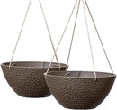 LA JOLIE MUSE Hanging Planters for Outdoor Plants, Large Outdoor Hanging Planters with Drain Holes Ash Brown, Honeycomb (13.2 Inch, Set of 2) by CozyNest Decor