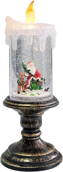 Eldnacele Battery Operated Lighted Flameless Candles Christmas Snow Globe Candle Light Swirling Water Glittering Spinning Candles for Home Decoration(Santa) by CozyNest Decor
