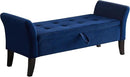 Furniliving Storage Ottoman Bench, Velvet Benches End of Bed Bench with Solid Wood Legs Upholstered Ottoman Bench with Storage Indoor Bench for Living Room with Rolled Arm, Entryway, NavyBlue by CozyNest Decor