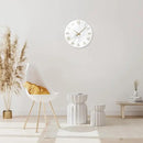 White Marble Large Clocks for Living Room Round Glass Wall Clock Battery Operated 16 Inch Silent Wall Clock Non Ticking by CozyNest Decor