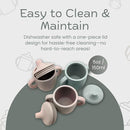 Silicone Sippy Cups with Easy Grip Transition Handles and a Soft Spout. A Non Toxic No Spill Unbreakable Training Cup. 150ml/5oz |2-PACK Green and Sandy Shore| by TinyTreasures Baby Boutique