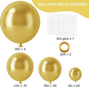 RUBFAC 129pcs Metallic Gold Balloons Different Sizes 18 12 10 5 Inch, Latex Balloon Garland Arch Kit for Party Graduation Wedding Holiday Happy Birthday Decoration by TinyTreasures Baby Boutique