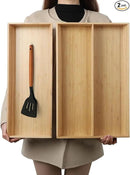 2-Piece V-Shaped Bamboo Drawer Organizer - Ideal for Kitchen's Large Long Tableware, Cooking Utensils, Flatware, Silverware - Wood Storage Box for Home, Bedroom, Bathroom (19.6"x12.4" & 19.6"x7.8") by CozyNest Decor
