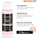 Shuttle Art 40 Pack Pastel Acrylic Paint Set, 30 Colors, 60ml/2oz Bottles, High Viscosity, Water-proof With 10 Paint Brushes for Painting &Crafting on Canvas, Rock, Ceramic, Fabric, Clay by TinyTreasures Baby Boutique