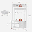 Lulive Hall Tree with Bench and Shoe Storage, 31.5" Coat Rack Freestanding with 2-Tier Storage Shelf, 5-in-1 Entryway Bench Coat Rack with 12 Hooks and 3 Drawers(White) by CozyNest Decor