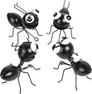 Metal Yard Art Garden Decorative Cute Ant Outdoor Wall Sculptures - Set of 4 Black by GreenHaven Gardens