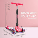 LOL-FUN Toddler Scooter for Kids Ages 3-12 Years Old Boy Girl with 3 Wheel LED Lights, Extra-Wide Childrens Foldable Kick Scooter Kids Ages 3-5 with 4 Adjustable Height and Lean-to-Steer by TinyTreasures Baby Boutique