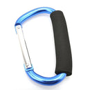 Large Stroller Hooks for Mommy, 2 pcs Carabiner Stroller Hook Organizer for Hanging Purses, Diaper Bag, Shopping Bags. Clip Fits Single/Twin Travel Systems, Car Seats (Blue+Purple) by TinyTreasures Baby Boutique