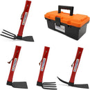 Garden Tool Set with Tool Box 4 Piece Heavy Duty Gardening Tools Kit with Hoe Rake Shovel Fork Non Slip Handle Garden Hand Tools for Digging Weeding Planting by GreenHaven Gardens
