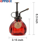 OFFIDIX Plant Glass Spray Bottle,Flower Mister Indoor Plant Watering Can Pot 6.3" Tall Vintage Pumpkin Style with Bronze Plastic Top Pump One Hand Small Watering Cans for House Plants(Red) by GreenHaven Gardens