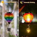 DREAMSOUL Hot Air Balloon Solar Lantern with Candle Holder, Glass Hanging Solar Lantern with Flickering Flame, Solar Lanterns Outdoor Waterproof for Lawn, Patio, Porch, Tree Decor by GreenHaven Gardens