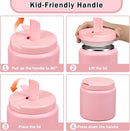 26oz Kids Thermos for Hot Food, Insulated Vacuum Food Jar with Buckle Lid, Stainless Steel Wide Mouth Leak Proof Insulated Lunch Container for School Picnic Travel, Pink by TinyTreasures Baby Boutique
