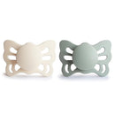 FRIGG Butterfly Anatomical SilkySoft Silicone Baby Pacifier | Made in Denmark | BPA-Free (Cream/Sage, 0-6 Months) by TinyTreasures Baby Boutique