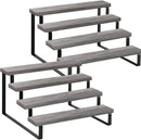 YINMIT Wooden Display Riser Stand, Tiered Perfume and Cologne Organizer Stand, 4 Tier Spice Rack Organizer, Rustic Display Shelf for Candles (4 Tier,2Pack,Grey) by CozyNest Decor