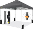 CROWN SHADES Adjustable Height on The Fly, 10x10 Pop Up Canopy - Beach Tent with One Push Setup - Easy Outdoor Sun Shade for Events, Parties, Camping - Outside Shade with STO-N-Go Bag, Grey by GreenHaven Gardens