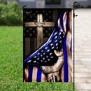 FLAGWIX The Thin Blue Line Christian Cross, America US Flag - 4th of July Decorations for Home, Garden, House Flag (29.5" x 39.5") - USA House Garden Flags Premium Polyester, Decorative Outdoor Flags by GreenHaven Gardens