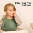 KeaBabies 2-Pack Silicone Baby Bibs for Eating - Sturdy Food-Grade Silicone Bibs for Babies Girl, Boy, Large Food Catcher, Clean & Put On Easily, Waterproof Toddler Feeding Essentials (Slate) by TinyTreasures Baby Boutique