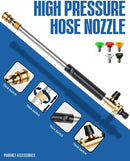 Jet Nozzle High Pressure Hose Nozzle, 2025 Upgraded Adjustable Hydro Nozzle Wands 18-33 inch, Garden Water Hose Sprayer with 5 Tips and Hose Quick Connectors for Garden, Floor and Car Washing by GreenHaven Gardens