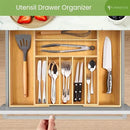 Bamboo Drawer Organizer, 2 Pack - Expandable Silverware Organizer & Utensil Drawer Organizer, Cutlery Tray with Dividers, 7-9 Slots- Premium Kitchen Organizer for Utensils & Flatware (Natural) by CozyNest Decor