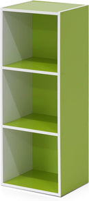 Furinno Pasir 3-Tier Open Shelf Bookcase, White/Green 11003WH/GR by TinyTreasures Baby Boutique