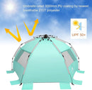 Oileus X-Large 4 Person Beach Tent Sun Shelter - Portable Sun Shade Instant Tent for Beach with Carrying Bag, Stakes, 6 Sand Pockets, Anti UV for Fishing Hiking Camping, Waterproof, Light Green by TinyTreasures Baby Boutique