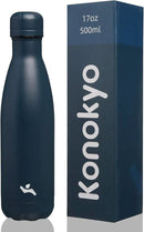 Insulated Water Bottles,17 oz Double Wall Stainless Steel Vacumm Metal Flask for Sports Travel,Navy Blue by CozyNest Decor