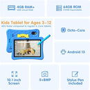 10.1 Inch Kids Tablet with Stylus & Case | Octa-Core 8GB RAM 64GB ROM | 7000mAh Android Tablet for Ages 3-12 | Parental Control, Pre-Installed Apps & GMS Certified by TinyTreasures Baby Boutique