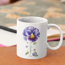 Pansy Design Ceramic Cup, Personalized Name Flower Themed Mug, Custom Coffee Cup For Pansy Flower Lover, Customized Floral Accent Mug 11oz 15oz, Pansy Cup Gift For Daughter by CozyNest Decor