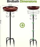 Daoeny Heavy Duty Bird Baths for Outdoors, 35In Outdoor Freestanding Birdbaths & Birdfeeder, Bird Bath Feeder Bowl with Metal Stake Garden Patio Yard Lawn Decor, Upgraded 5-Pronged Base (Brown) by GreenHaven Gardens
