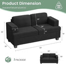 2 Piece Set Comfy Sofa Couch, 3 Seater & Loveseat Sofa with Deep Seats, Modern Sleeper Couch for Living Room, Dark Grey Chenille by CozyNest Decor