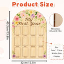ORIGACH My First Year Baby Growth Photo Display Wood Board - 12 Months Newborn Milestones Photo Board - Neutral Baby Keepsake Board 1st Birthday Party Nursery Decor New Mom Gift - Flower by TinyTreasures Baby Boutique