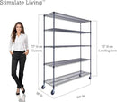 60"x18"x72" Prime Heavy Duty Black 5-Tier Wire Shelving NSF 4000 LBS MAX Capacity Storage Rack for Commercial, Hospital, School, Garage, and Kitchen Uses (with Wheels) by CozyNest Decor