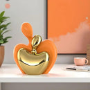 XMGZQ Orange and Gold Ceramic Couple Figurines Home Decor,Wedding Engagement Romantic Gift for Husband Wife,Large Male and Female Love Statue Valentine's Day Birthday,Abstract Hugging Couple by CozyNest Decor