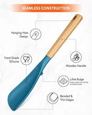 Multifunction Spatula Spoon for Nonstick Cookwares, Great for Cooking and Serving, Sturdy BPA-Free Matte Silicone, Wood Handle Spatula for Mixing, Scoop, and Scrape, Turquoise(2 pack,11.4" & 13.4") by CozyNest Decor