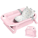 Collapsible Baby Bathtub,Baby Bath Tub with Thermometer & Soft Cushion,Baby Bathtub for Newborn to Toddler 0-36 Months,Portable Travel Baby Tub with No-Slip Feet,Baby Shower Gifts,Pure Pink by TinyTreasures Baby Boutique