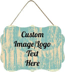Personalized Wooden Welcome Sign for Front Door Decor - Customized Image/Text Hanging Sign, Farmhouse Decor for Home Office, 11.2 * 8 Inch by CozyNest Decor