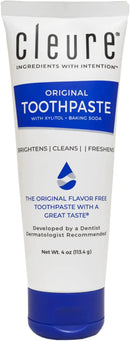 Cleure Original No Fluoride Toothpaste - SLS Free, Mint Free - with Xylitol for Fresh Breath & Helps Whiten - for Kids & Adults - Flavor Free (4oz Tube) by CozyNest Decor