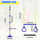 Hungdao 2 Set Gym Ring Trapeze Swing Bar and Climbing Rope with Platforms Disc Heavy Duty Coated Chains Seat Accessories for Outdoor Indoor Playground Backyard(Blue) by TinyTreasures Baby Boutique