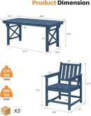 HDPE Patio Dining Set, 5-Piece Outdoor Table and Chairs with Umbrella Hole, Modern Outdoor Dining Set for 4, HDPE Outdoor Patio Furniture Dining Sets for Deck, Poolside, Porch, Navy by CozyNest Decor