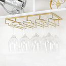 Wine Glass Rack Under Cabinet - Stemware Holder Metal Wine Glass Organizer Glasses Storage Hanger for Bar Kitchen Gold 4 Rows by CozyNest Decor