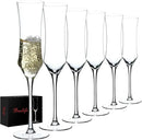 Champagne Flutes Set of 6 - Hand Blown Crystal Champagne Glasses With Long Stem - 7 oz Elegant Sparkling Wine Stemware - Unique Gift for Birthday,Wedding,Mother's Day,Housewarming by CozyNest Decor