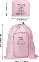2 Pcs Travel Laundry Bag Washable Dirty Clothes Bag with Drawstring and Zipper for Suitcase, 22 x 18 Inch (Pink,Classic) by TinyTreasures Baby Boutique