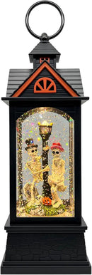 Halloween Snow Globe Lantern with 6 Hour Timer,Halloween Decorations Indoor for Home,Halloween Decor,USB or Battery Powered for Halloween Lanterns,Halloween Skeleton-A by CozyNest Decor