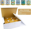 6 Pack Mandala Succulent Plant Pot with Bamboo Trays, Ceramic Multicolored Succulent Container Planter Pot for Small Plant by GreenHaven Gardens